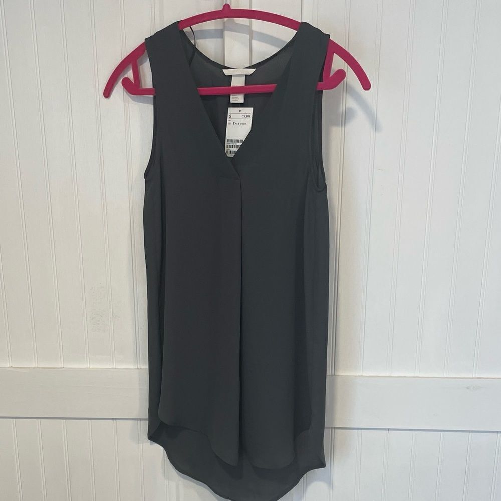 H&M long silky gray top/Cami size 2